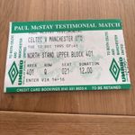 Ticket Celtic Manchester United 1995 Testimonial Paul Mcstay