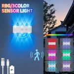 RGB Motion Sensor Wall Light LED Night Light USB Rechargeable Magnetic Wall Lamp