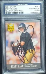 1991 ULTRA #283 BRETT FAVRE AUTOGRAPHED FALCONS ROOKIE CARD (BECKETT)
