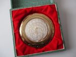 Powder compact mother of pearl peacock in case