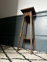 Antique Arts & Crafts Oak Plant Stand - Wooden Torchère Table 1880-1900
