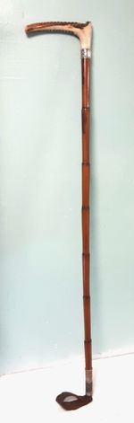 Antique horse dressage Crop - Bamboo with Antler Handle & Silver Collar 1895 VGC