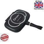 Double Sided Frying Pan 32cm Non Stick Marble Flip Grill Pan Gas Hob Camping