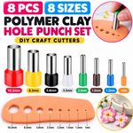 8Pcs Polymer Clay Hole Punch Cutter Set 8 Sizes DIY Craft Cutting Tools