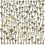 125Pcs/lot Vintage Style Antique Skeleton Furniture Cabinet Old Lock Keys Jewels