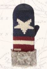 BIG STAR  MITTENS knit ADULT flag PUPPET red stripe LINED deLux Americana blue