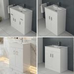 Bathroom Cabinet Vanity Unit Sink Basin Storage Furniture Set White Various Size