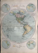 1891 Western Hemisphere Original Antique Hand Coloured World Map By G.W. Bacon