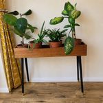 Vintage Teak Planter Trough Stand Mid Century Modern MCM Indoor Plant Display