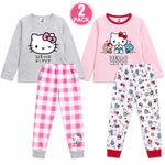 Hello Kitty Girls 2 Pack Long Pyjamas Kids PJ Set Nightwear Size 2-14 Years