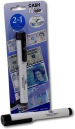 Minder 2 in 1 Forged Bank Note Cash Detector Pen with Integrated UV Light - Ide