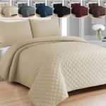 3 PIECE QUILTED BEDSPREAD BED THROW SINGLE DOUBLE KING SIZE EMBOSSED BEDDING SET
