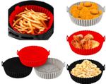 GRANZ 2Pcs Round Air Fryer Liners Silicone Pots Baking Dishes Handled Pans Grey