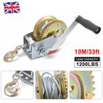 Manual Hand Winch1200lbs Boat Trailer Caravan +10m 33ft Cable Length Marine Pull