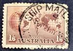 Australia 1934 Airmail Mercury & Hemispheres C4 1sh 6p used “ SHIP MAIL” cancel 
