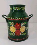 Vintage Canalware Bargeware Milk Churn Handpainted Metal English Canal Boats