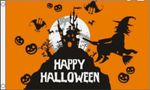 HAPPY HALLOWEEN FLAG 5' x 3' WITCH and BATS Pumpkin Trick or Treat Night Haunted