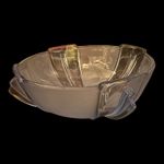 Art Deco Stolzle Glass Bohemian Blue Glass Bowl Large Handles Rare 8.5” Vtg Vgc