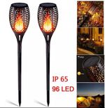 2X Solar Torch Garden Light 96LED Flickering  Dancing Flame Patio walkway78cm 
