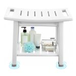 Waterproof Shower Stool with Storage Shelf Bath Chair Anti-Slip Elderly Pregnant