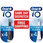 Oral-B iO Ultimate Clean Replacement Toothbrush Heads Pack of 4 Black and White