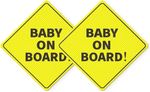 2 x Baby on Board Car Stickers – Safety Signs for Vehicle Windows Peel & Stick
