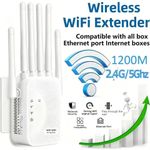 1200Mbps WiFi Repeater Dual Band 5G/2.4GHz Wireless Range Extender Signal Booste