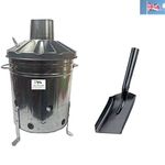 British Galvanised Steel Garden Incinerator with Shovel & Poker