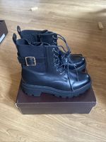 Ladies size 6 Top Staka Ankle Boots Biker Zip Lace Up Army Combat Winter