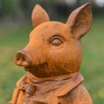 Rustic "Sophisticated Gentleman" Pig Outdoor Ornament - Cast Iron Sculpture