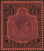 Bermuda George VI £1 purple & red-black stamp SG 121e Mint