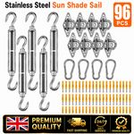 Sun Shade Sail Fixing Kit 24pcs Stainless Steel Turnbuckle Snap Hook Pad Eye