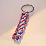 Red White & Blue Paracord Keychain Keyring with Metal Split Ring, 3.5cm
