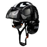 Construction Safety Helmet with Visor Built In Goggle Earmuffs Hard Head Hat Cap