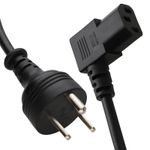 Denmark Afsnit 107-2-D1 3 Pin to Right Angle IEC C13 Plug Mains Power Cable   2m