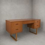 Mid-Century Vintage Teak Desk with Sleigh Legs
