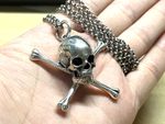 Solid 925 Sterling Silver Handmade Mens Crossbones Skull Pendant Chain Necklace