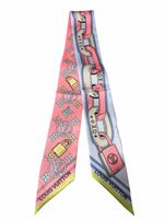 Lv BB pink “bejewelled padlock chain” Silk Scarf Bandeau Headscarf/bag charm