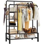 Heavy Duty Clothes Rail 120Kg Load Sturdy Clothes Rack with Shelfs & Shoe Rack