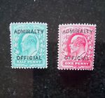 GB King Edward VII Admiralty Official 1/2d & 1d (2)  Green/Red.