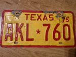 1975 Texas Vintage Licence Registration Number Plate