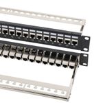 19-Inch 24-Port 1U RJ45 Patch Panel with Cat6/Cat6A Coupler Keystone with Remova