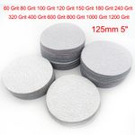 125mm 5" Dry Sanding Discs Hook & Loop Orbital Sandpaper Pads 60Grit-1200Grit