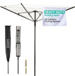 LIVIVO Rotary Clothes Airer 45m 4 Arm Washing Line Outdoor with Cover Spike