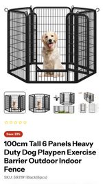 100cm tall 6 panel heavy duty yaheetech dog pen /exercise barrier