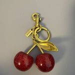Coach Red Cherry Bag Charm Keychain Glitter Resin Metal Brass With NEW Box
