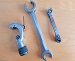 Refrigeration pipe cutter, flare spanner and valve ratchet