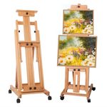 Heavy-Duty Large Studio Artist Easel Red Beech Wood Painting Art Easel H-Frame