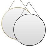 30cm Gold or Black Round Hanging Wall Mirror Hallway Bathroom Bedroom Home Decor