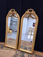 Pair Of French Regency Antique Style Ornate Gold Rocco Wall Mirrors 150/57cm